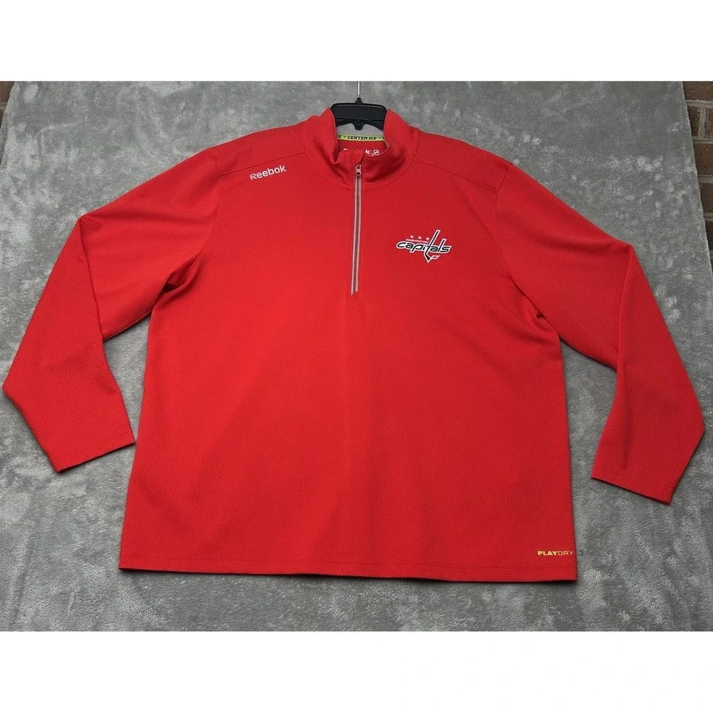 NHL Washington Capitals Reebok Center Ice Mens 1/4 Zip sweatshirt size 2XL